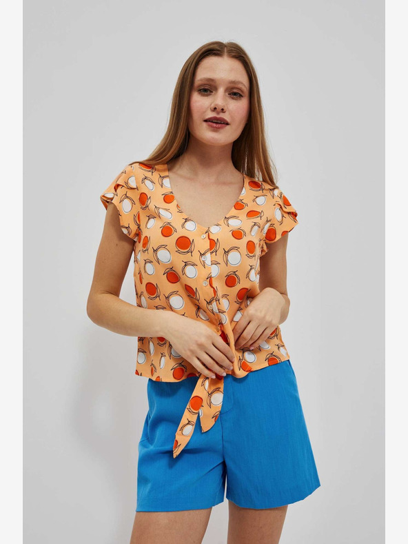 Moodo Oranžové vzorované tričko Moodo