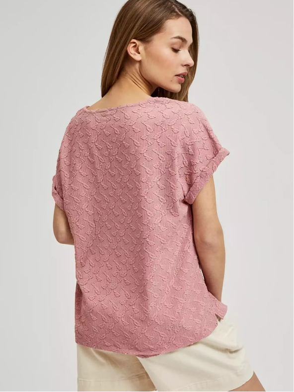 Moodo Růžové vzorované tričko s krátkým rukávem Moodo