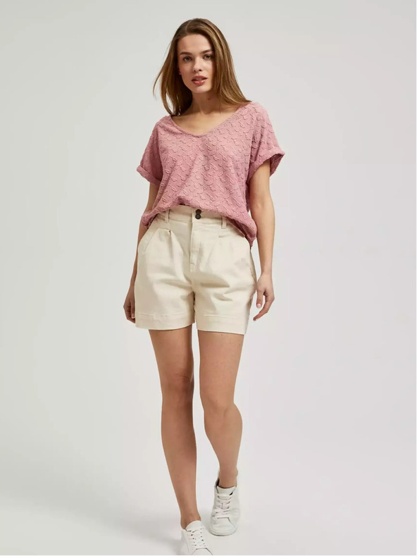 Moodo Růžové vzorované tričko s krátkým rukávem Moodo