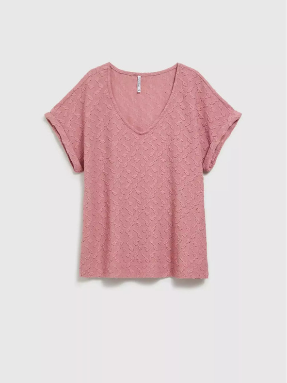 Moodo Růžové vzorované tričko s krátkým rukávem Moodo