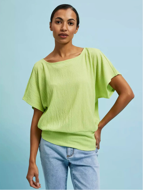 Moodo Zelené tričko s kulatým výstřihem Moodo