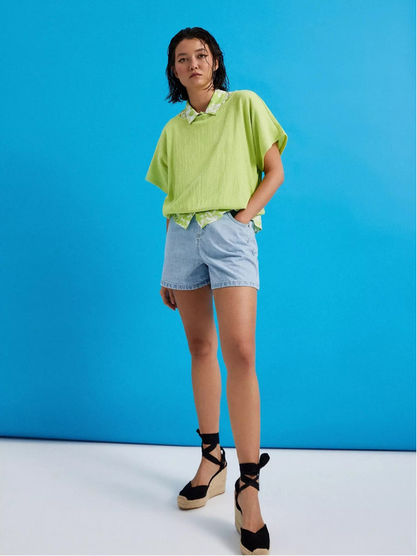 Moodo Zelené tričko s kulatým výstřihem Moodo