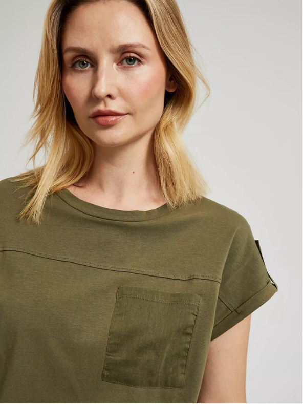 Moodo Zelené tričko s kapsou a krátkými rukávy Moodo