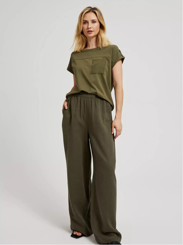 Moodo Zelené tričko s kapsou a krátkými rukávy Moodo