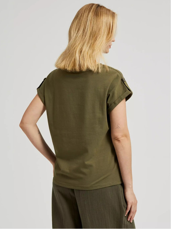 Moodo Zelené tričko s kapsou a krátkými rukávy Moodo