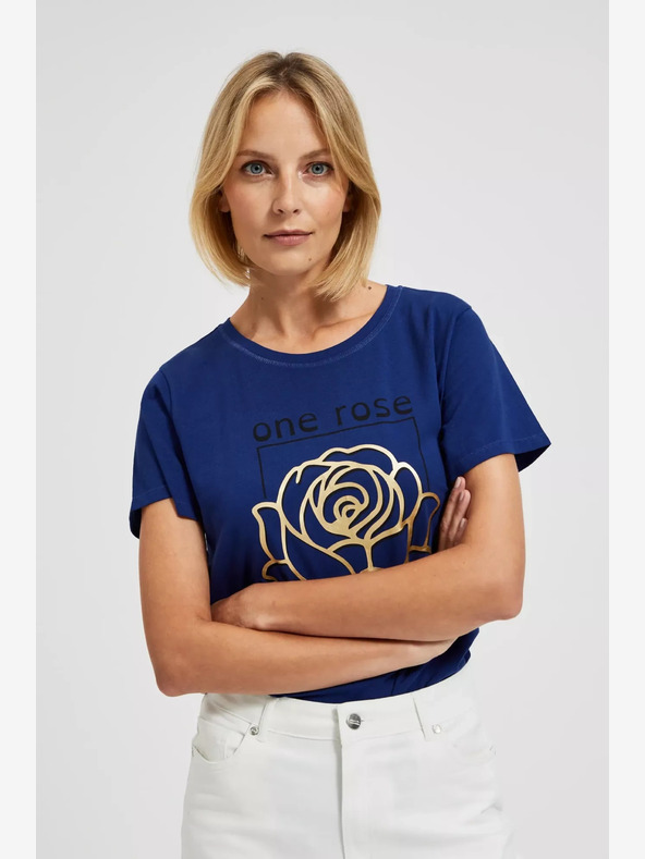 Moodo Tmavě modré tričko s potiskem Moodo