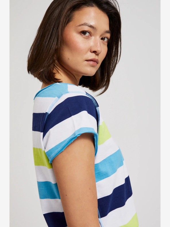 Moodo Bílo-tyrkysové tričko Moodo