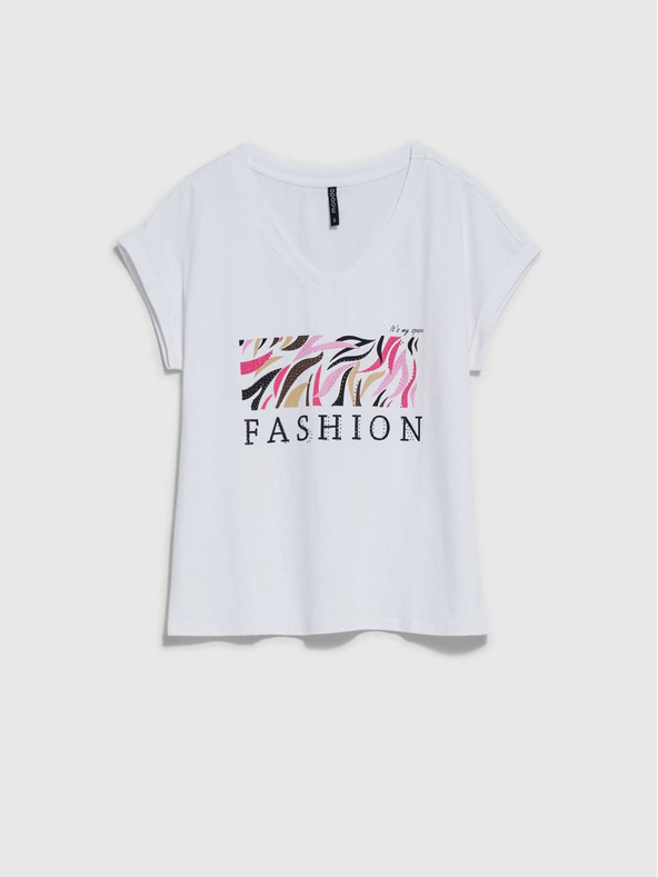 Moodo Bílé dámské tričko s potiskem Moodo