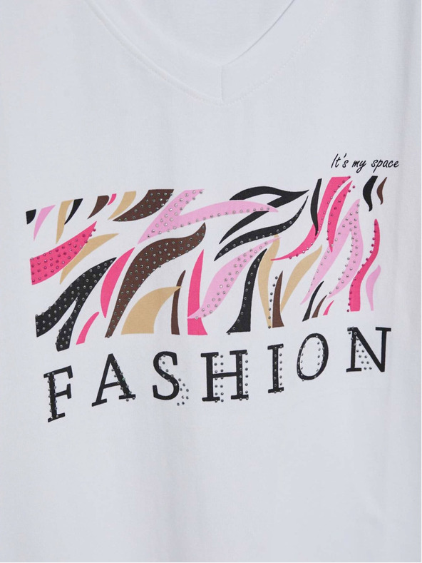 Moodo Bílé dámské tričko s potiskem Moodo