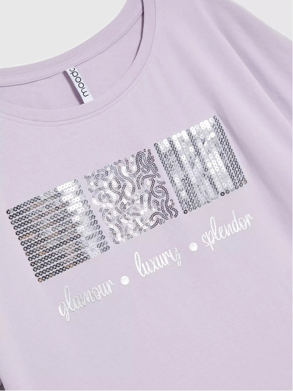 Moodo Světle fialové tričko s flitry Moodo