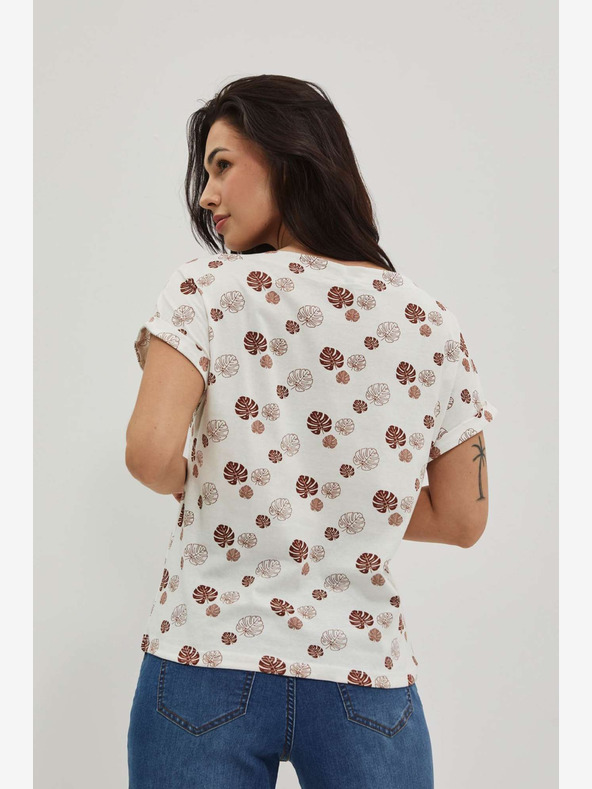 Moodo Bílé vzorované tričko Moodo