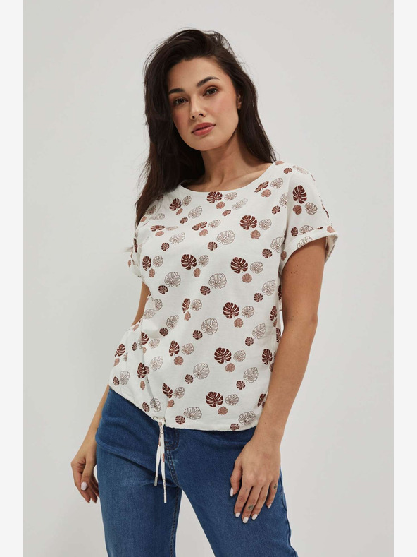 Moodo Bílé vzorované tričko Moodo
