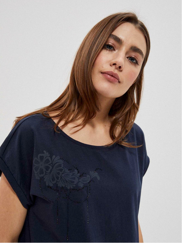 Moodo Tmavě modré dámské tričko Moodo