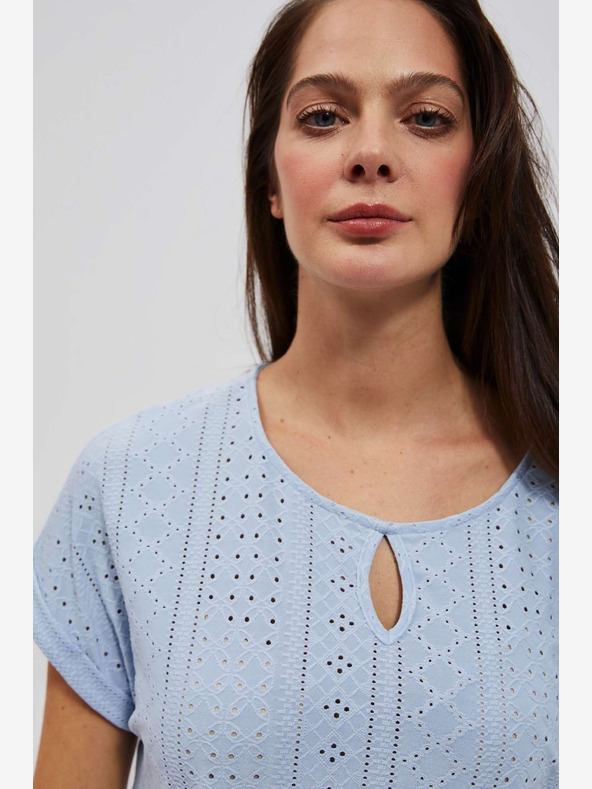 Moodo Světle modré ažurové tričko Moodo