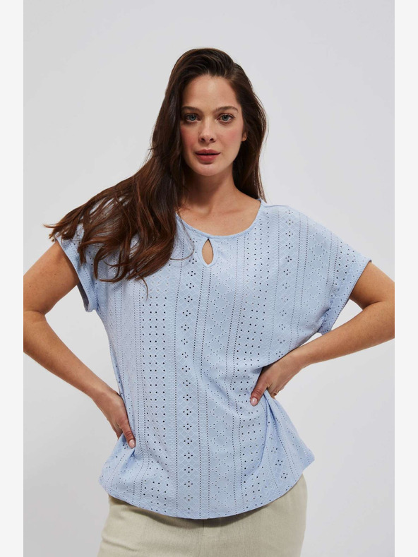 Moodo Světle modré ažurové tričko Moodo