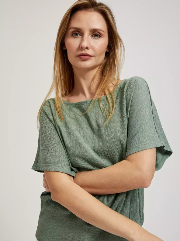 Moodo Zelené tričko s kulatým výstřihem Moodo