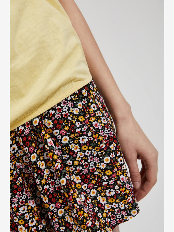 Moodo Žluté tričko s kapsou a ohrnutými rukávy Moodo