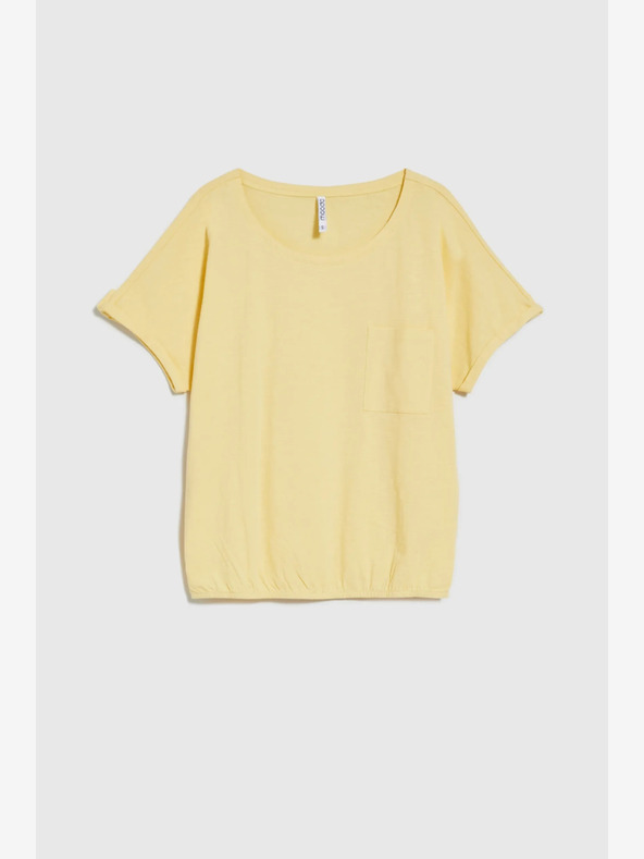 Moodo Žluté tričko s kapsou a ohrnutými rukávy Moodo