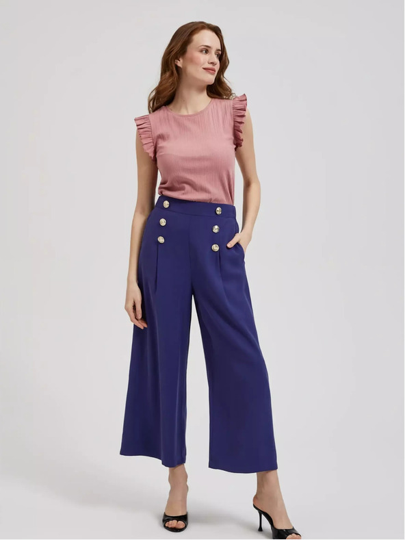 Moodo Starorůžové tričko s volánky na ramenou Moodo