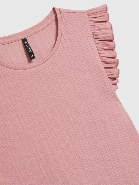 Moodo Starorůžové tričko s volánky na ramenou Moodo