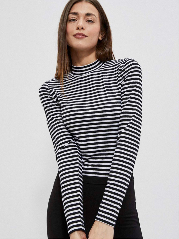 Moodo Bílo-černé dámské pruhované tričko Moodo