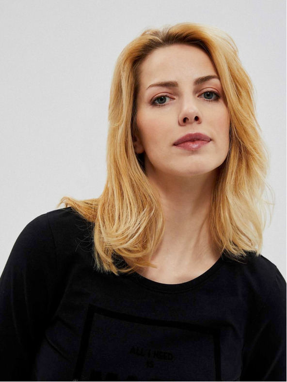 Moodo Černá dámská halenka s nápisem Moodo