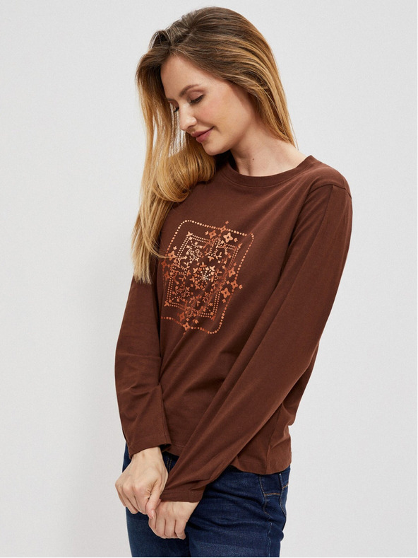 Moodo Long-sleeved blouse with a metallic print