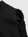 Moodo Černá dámská žebrovaná halenka s nabíranými rukávy a rolákem Moodo