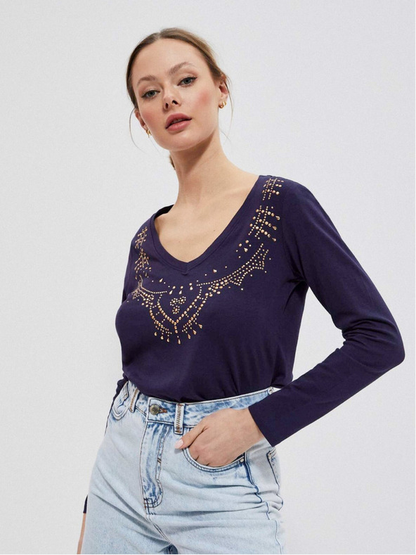 Moodo Tmavě modré dámské tričko Moodo