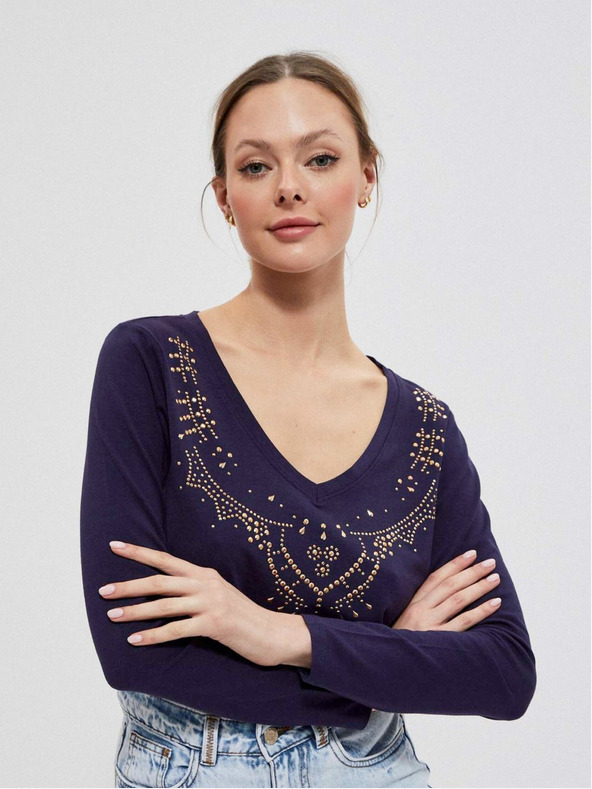 Moodo Tmavě modré dámské tričko Moodo