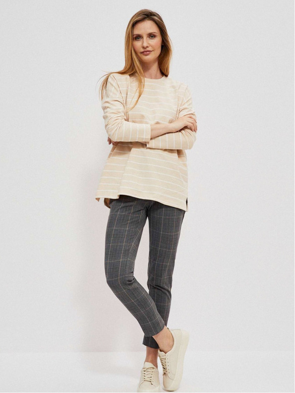 Moodo Bílo-béžové dámské pruhované tričko Moodo