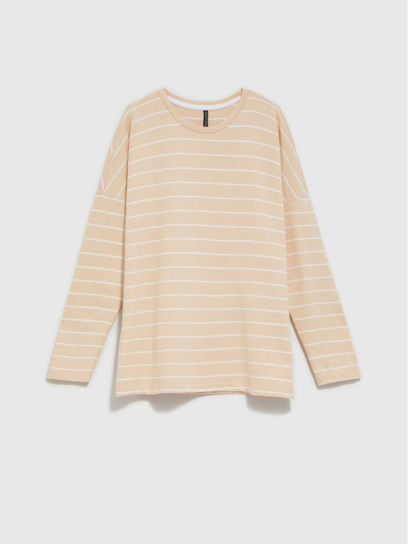 Moodo Bílo-béžové dámské pruhované tričko Moodo