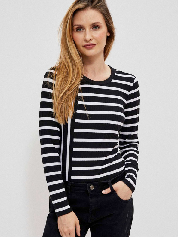 Moodo Bílo-černé dámské pruhované tričko Moodo