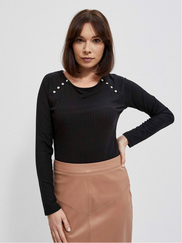 Moodo Černé dámské tričko s dlouhým rukávem Moodo