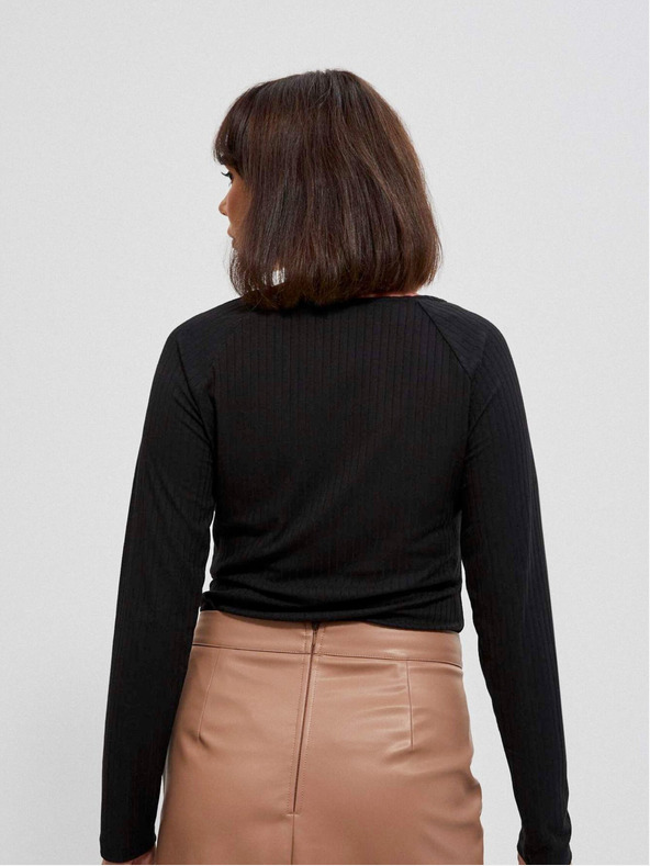 Moodo Černé dámské tričko s dlouhým rukávem Moodo