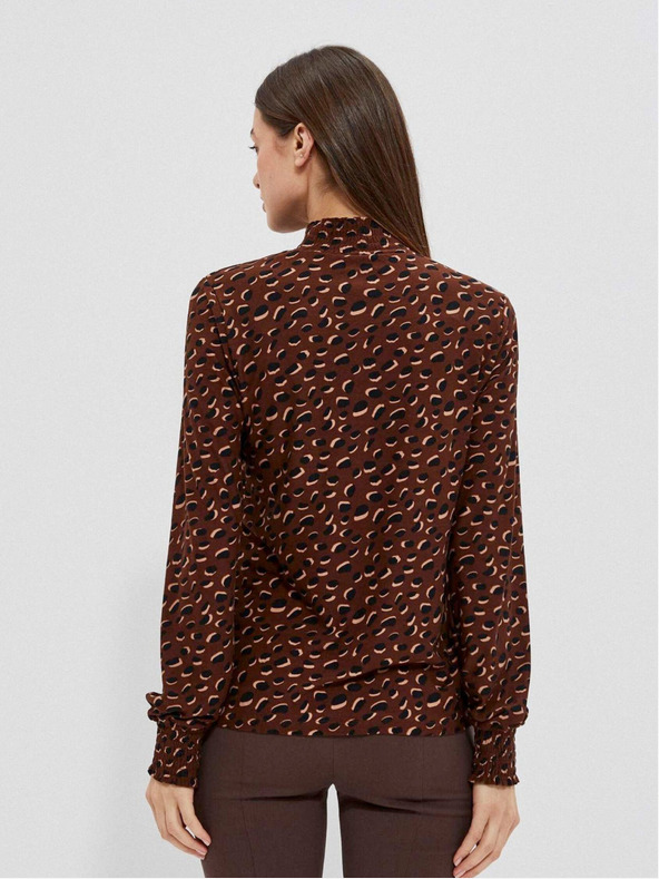 Moodo Hnědé dámské vzorované tričko Moodo