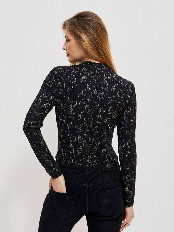 Moodo Černé dámské vzorované tričko Moodo