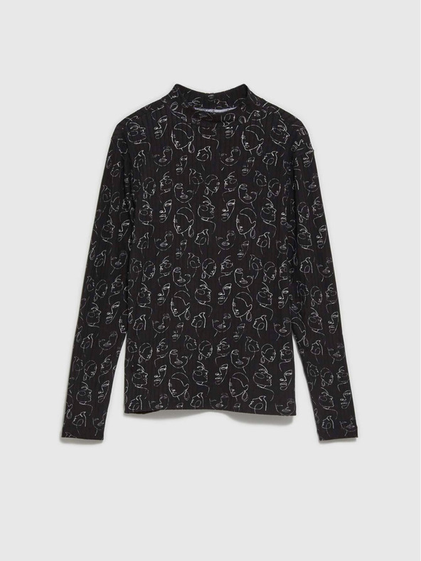 Moodo Černé dámské vzorované tričko Moodo