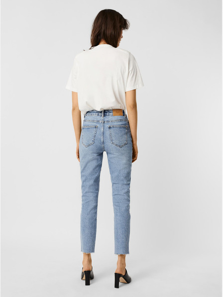 Vero Moda Modré zkrácené straight fit džíny VERO MODA Brenda