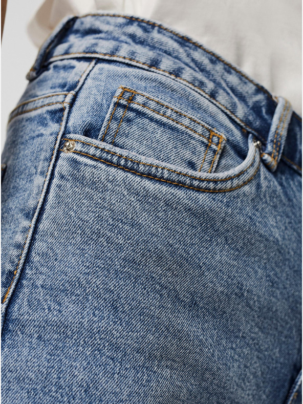 Vero Moda Modré zkrácené straight fit džíny VERO MODA Brenda