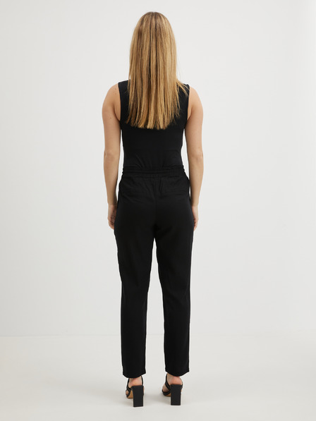 Vero Moda Černé dámské kalhoty s příměsí lnu VERO MODA Jesmilo