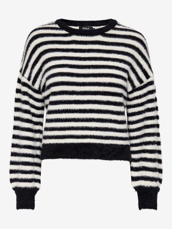 ONLY Bílo-černý dámský pruhovaný svetr ONLY Piumo