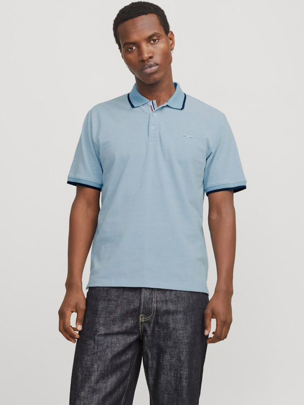 Jack & Jones Světle modré pánské polo tričko Jack & Jones