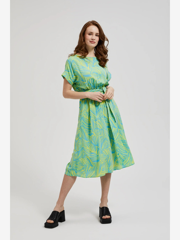 Moodo Tyrkysové šaty se zavazováním v pase Moodo