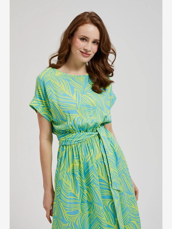 Moodo Tyrkysové šaty se zavazováním v pase Moodo