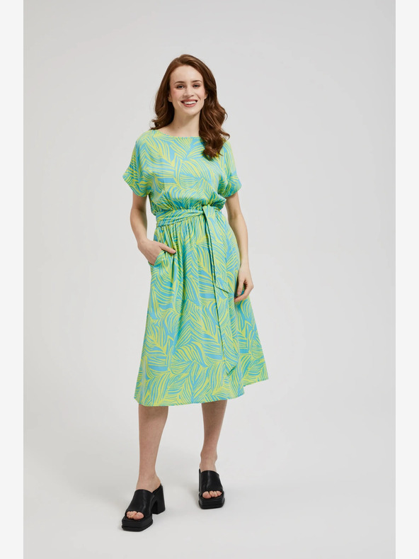 Moodo Tyrkysové šaty se zavazováním v pase Moodo