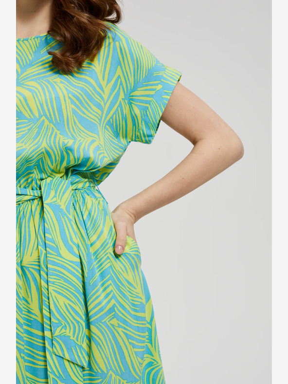 Moodo Tyrkysové šaty se zavazováním v pase Moodo