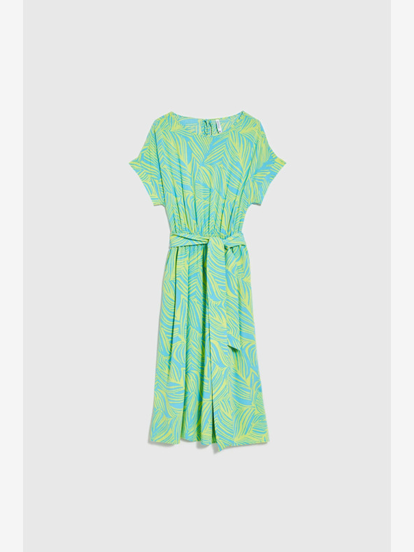 Moodo Tyrkysové šaty se zavazováním v pase Moodo