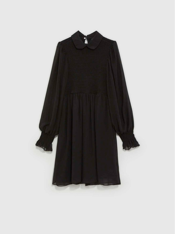 Moodo Černé dámské šaty s nabíranými rukávy Moodo