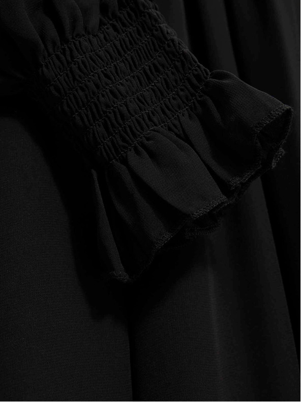 Moodo Černé dámské šaty s nabíranými rukávy Moodo
